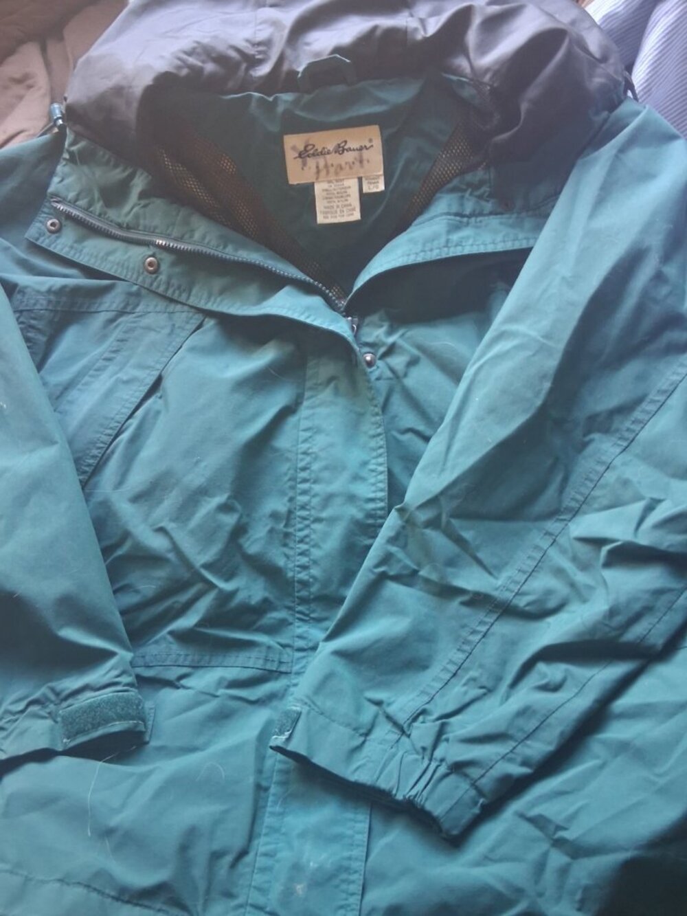 Eddie Bauer Womens Gore-Tex Rain Jacket L Teal Waterproof Nylon